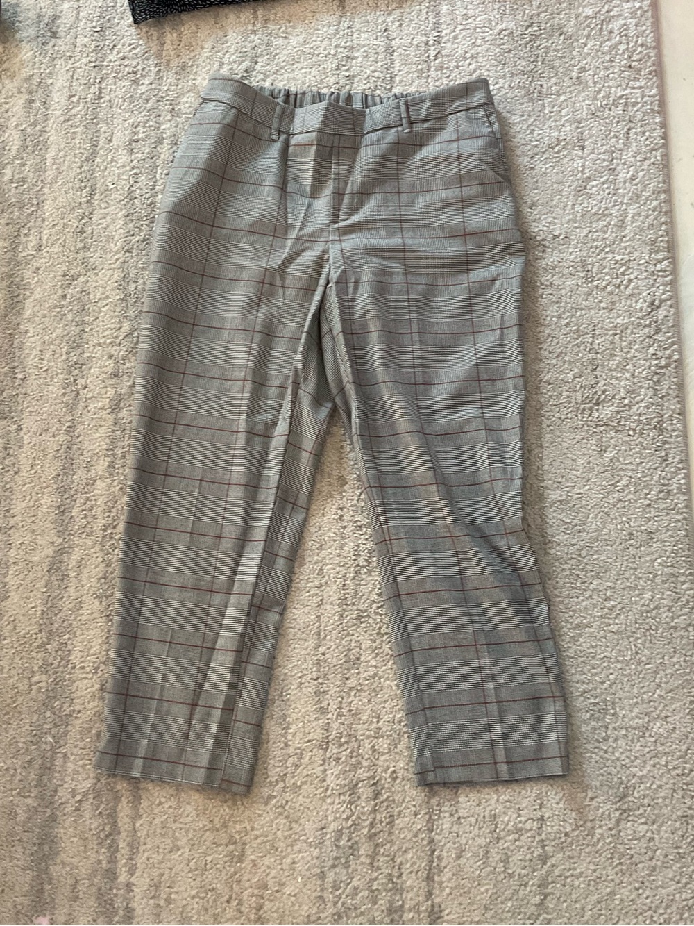 a new day Women's Gray Plaid Boot-Cut Pants with Subtle Red Windowpane
